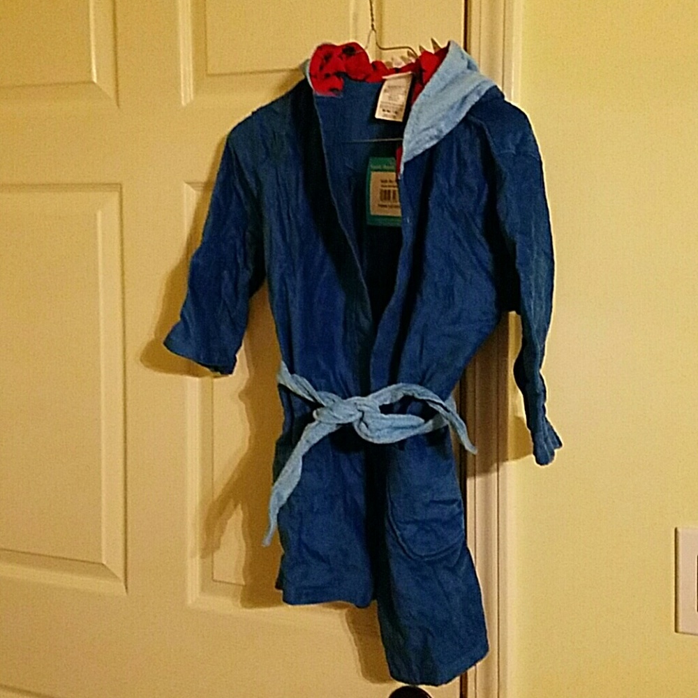 Kids Hooded Towel Robe Bluedinosaur